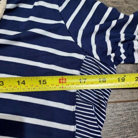 Beach Break Nautical Size S Navy and white Cabana Swim cover-up Hooded - Picture 4 of 10